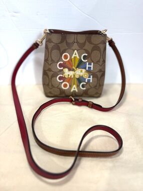 Coach Brown Signature Crossbody mini town bucket pride rainbow small strap